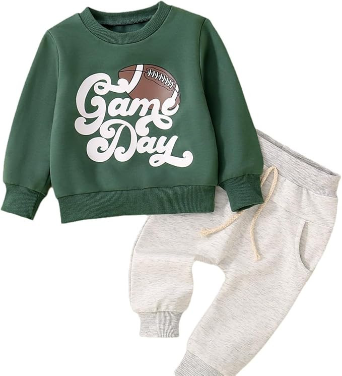 Kislio Infant Toddler Baby Boy Clothes Set Game Day Football Long Sleeve Pullover Sweatshirt Pant... | Amazon (US)