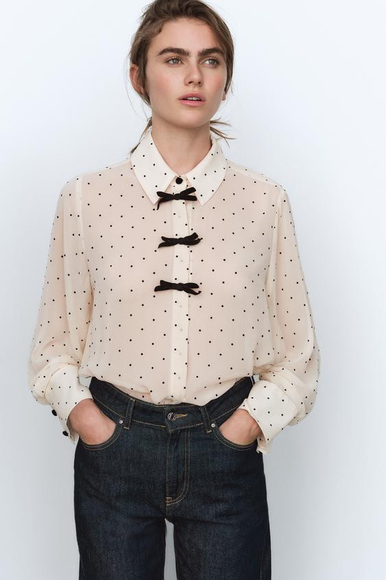 POLKA DOT BOWS SHIRT | Zara US