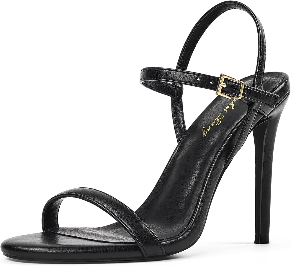 Elisabet Tang Women's Classic Stiletto High Heeled Sandals - Minimalist One-Strap Open Toe Dress ... | Amazon (US)