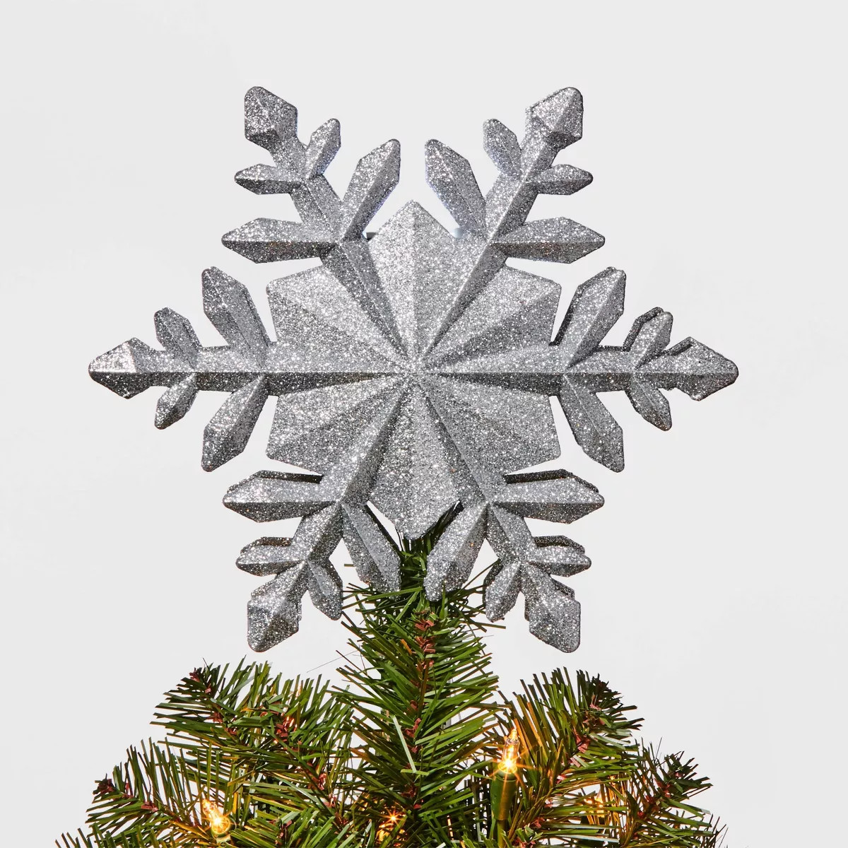 10in 4 Led Light Glitter Snowflake Christmas Tree Topper Silver - Wondershop™ | Target