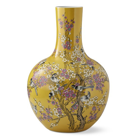 Yellow Hummingbird Ginger Jar Gourd Vase | Williams-Sonoma