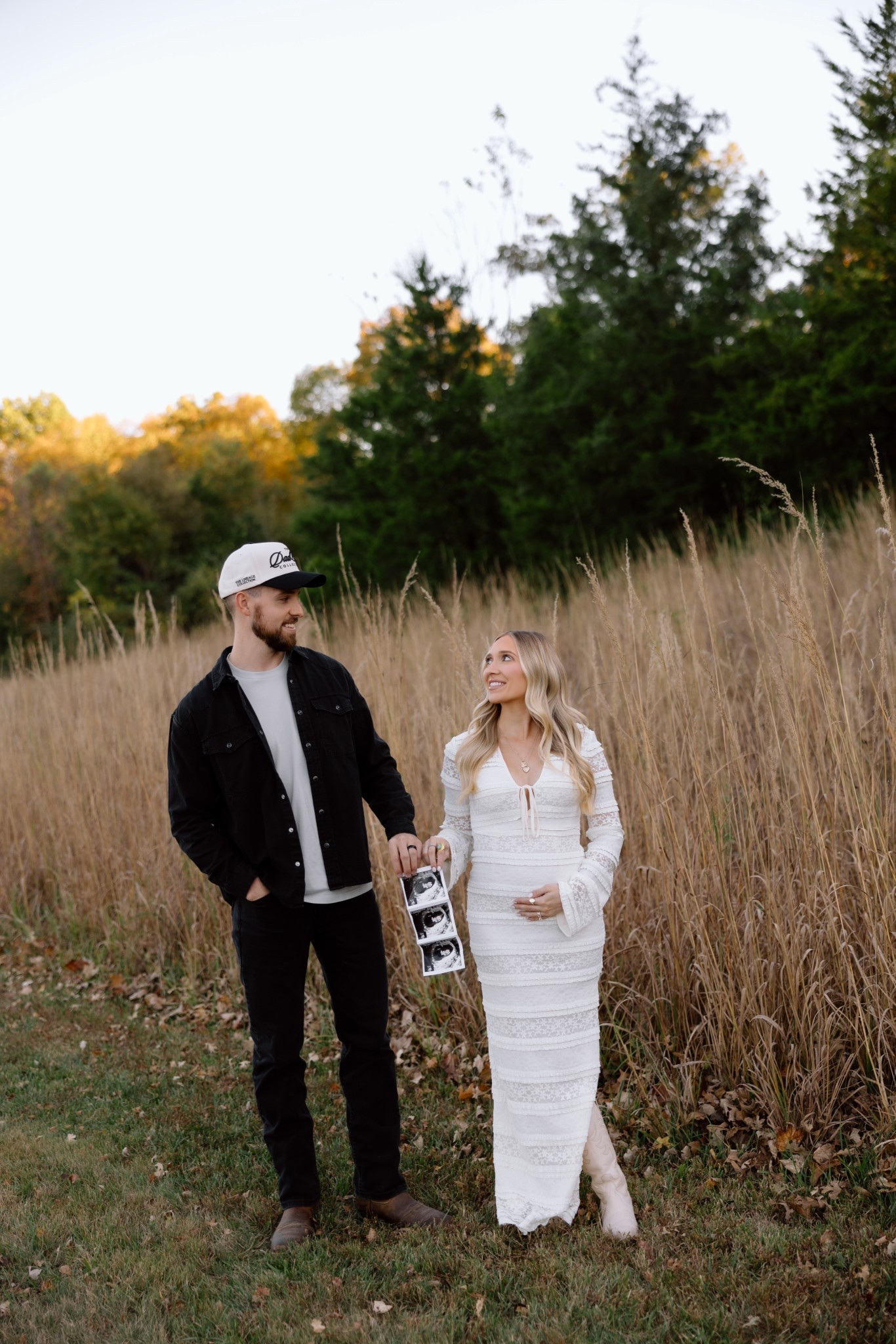 couples fall photoshoot, couples photos, holiday photos, holiday family photos, neutral couples outfits, pregnancy announcement photoshoot, white lace dress, bump friendly dress, 2nd trimester, men's style, western style, cowgirl boots outfit, men's cowboy boots, maternity photos, baby announcements, fall photos,  family photoshoot 

#LTKMens #LTKFamily #LTKBump