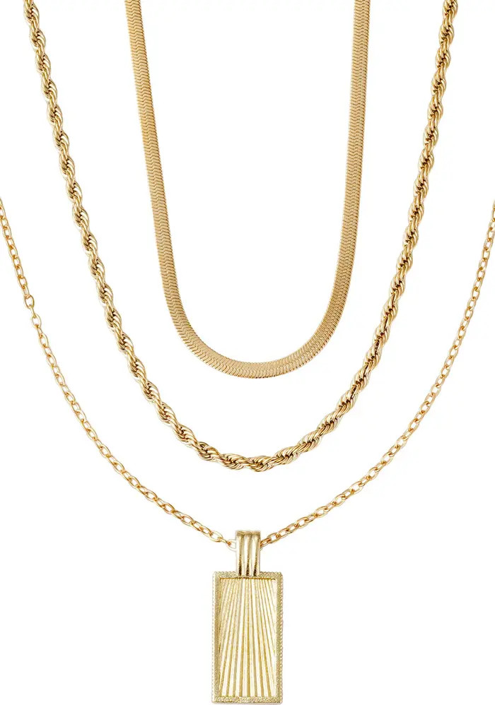 18K Gold Plated Mixed Chain & Pendant Necklace Set | Nordstrom Rack