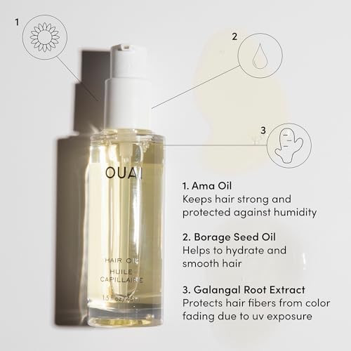 OUAI Hair Oil - Hair Heat Protectant Oil for Frizz Control - Adds Hair Shine and Smooths Split Ends - Color Safe Formula - Paraben, Phthalate and Sulfate Free (1.5 oz) | Amazon (US)