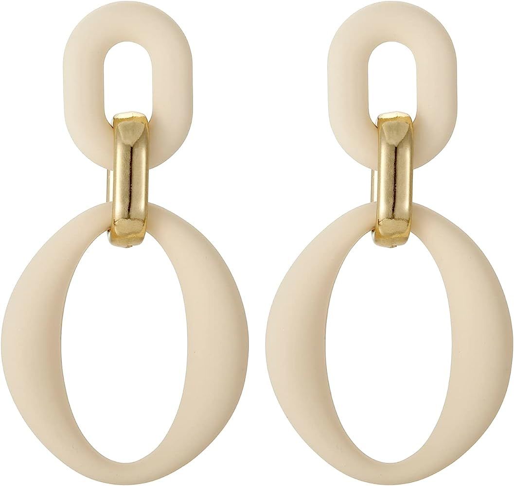 RUOFFETA Acrylic Rectangle Earrings, Fashion Acrylic Square/Oval/Hoop Statement Drop Earrings for... | Amazon (US)