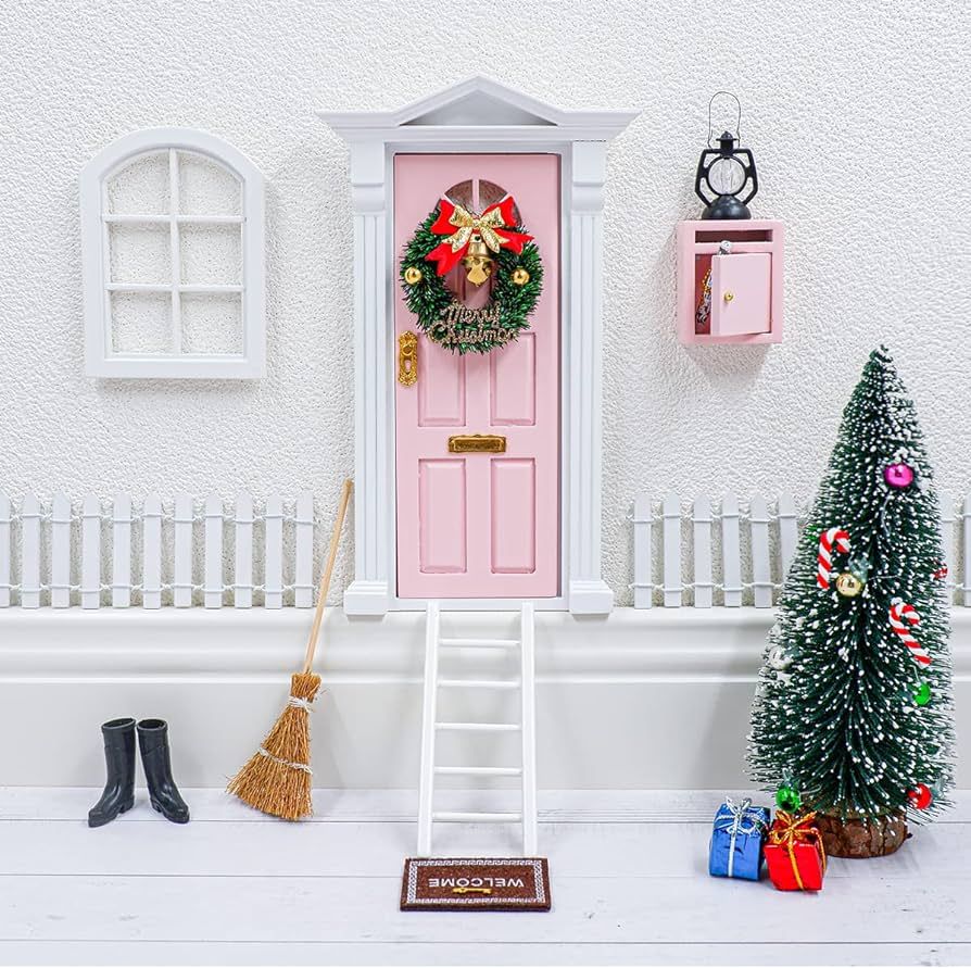 CAILESS Dollohouse Door Kit - 19pcs Miniature Fairy Door with Christmas Tree and Christmas Mini A... | Amazon (US)