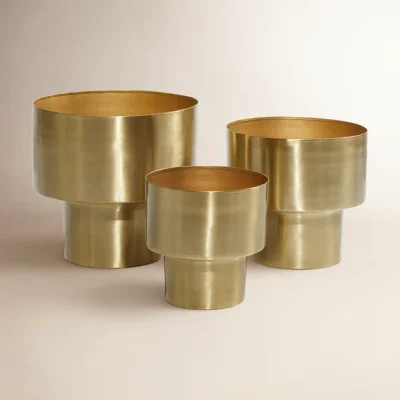 3 Piece Metal Brushed Indoor Outdoor Planter Set | Wayfair North America