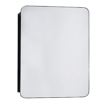 Medicine Cabinet 20-in x 26-in Surface/Recessed Matte Black Mirrored Square Medicine Cabinet Lowe... | Lowe's