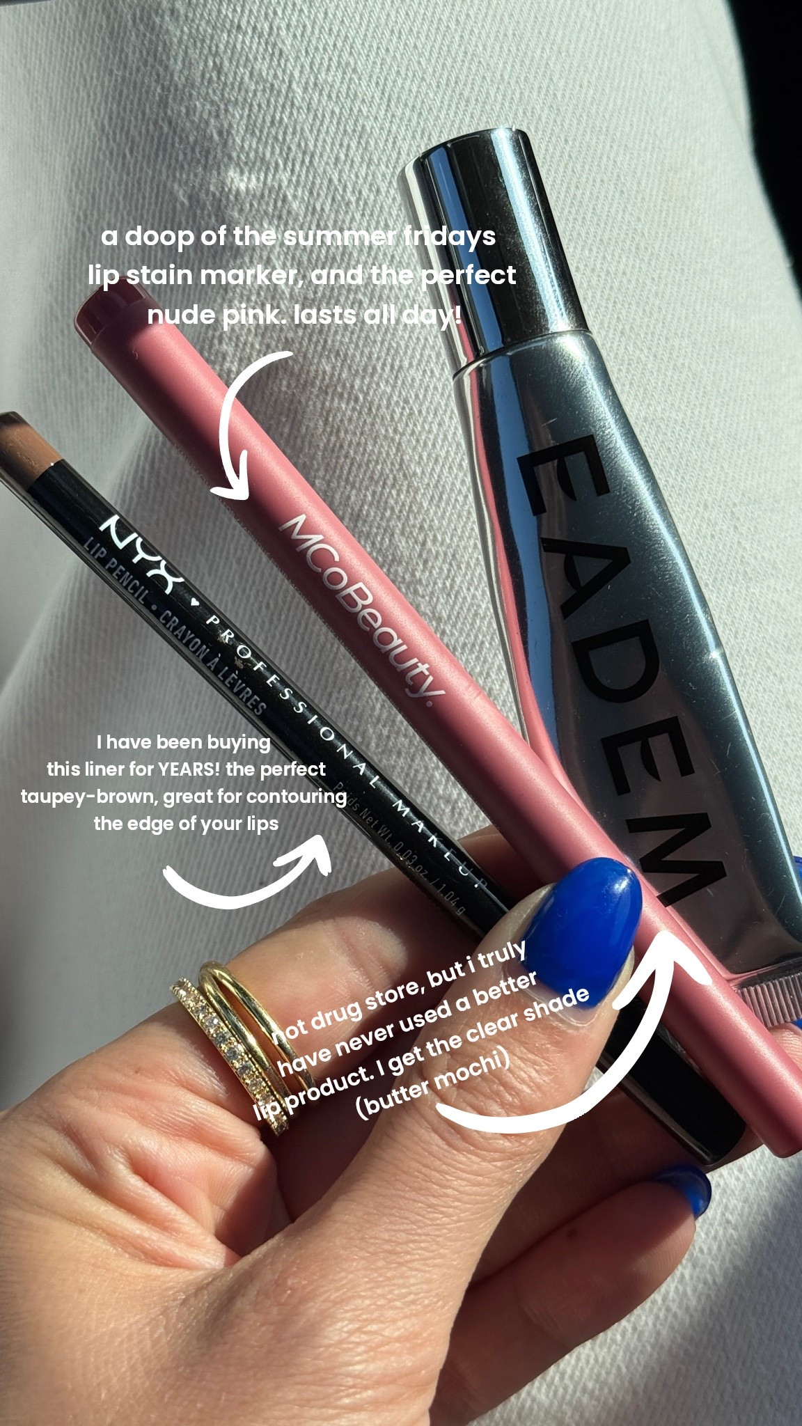 My everyday lip combo right now, and I LOVE it. Best part is: two out of three are drugstore!!

Lip combo, lip stain, drugstore makeup, lip balm, makeup, lip products

#LTKdayinmylife #LTKgrwm #LTKmorningroutine