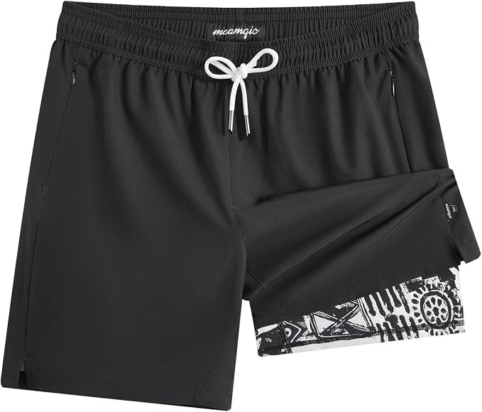 maamgic Mens Swim Trunks - Mens Bathing Suit with Compression Liner 7 Inch Quick Dry Fshion Stret... | Amazon (US)