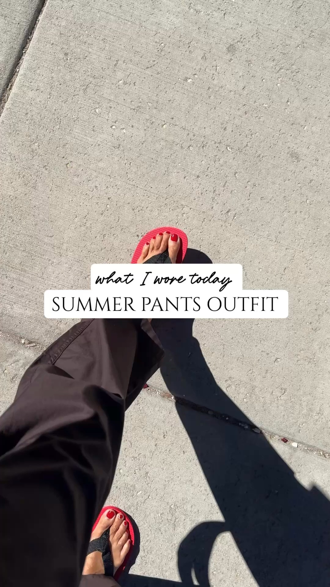 What I wore today: Summer pants outfit. 
- I added a pair of pull on cotton poplin pants to my closet this year and they are becoming my go-to bottoms when it’s not a shorts day. So easy and comfy. I sized down in exact pair. 
- A favorite t-shirt of all time. All cotton. And the fit is great. I wear true to size and a size up for different outfits. 
- Pop of color. I’m liking red a lot this season.  Linking options for red flip flops. 
- Sunglasses are comfortable and look chic. 
- Some favorite summer jewelry: charm necklace and barcelets.

#LTKOver40 #LTKootd