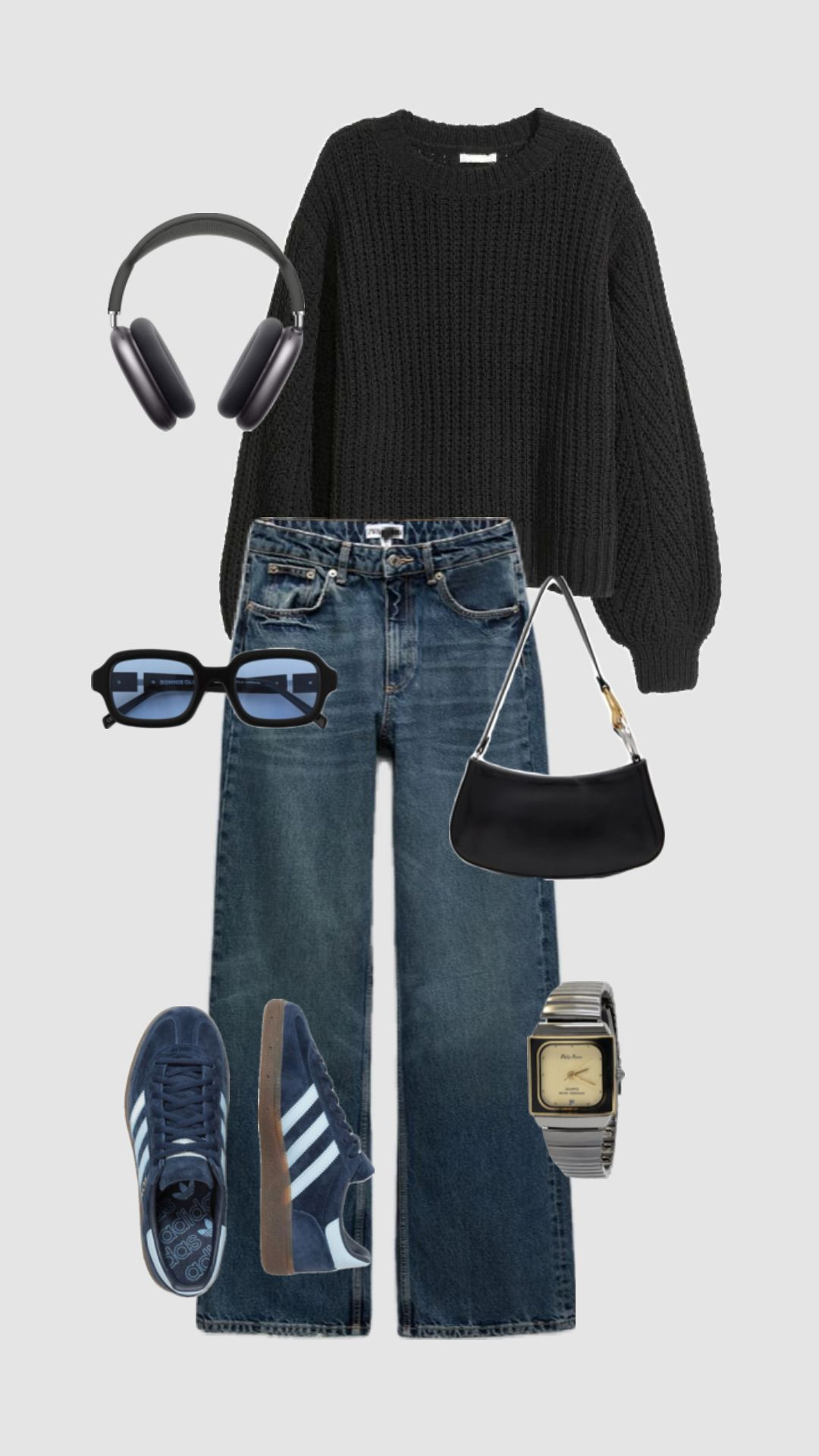 Cool, casual & effortlessly put together 🖤👖
From chunky knits to retro sneakers and sleek accessories — this look is perfect for those laid-back city days when comfort meets style. 🎧 

 #LTKhome #LTKdresses #LTKFashionMonth