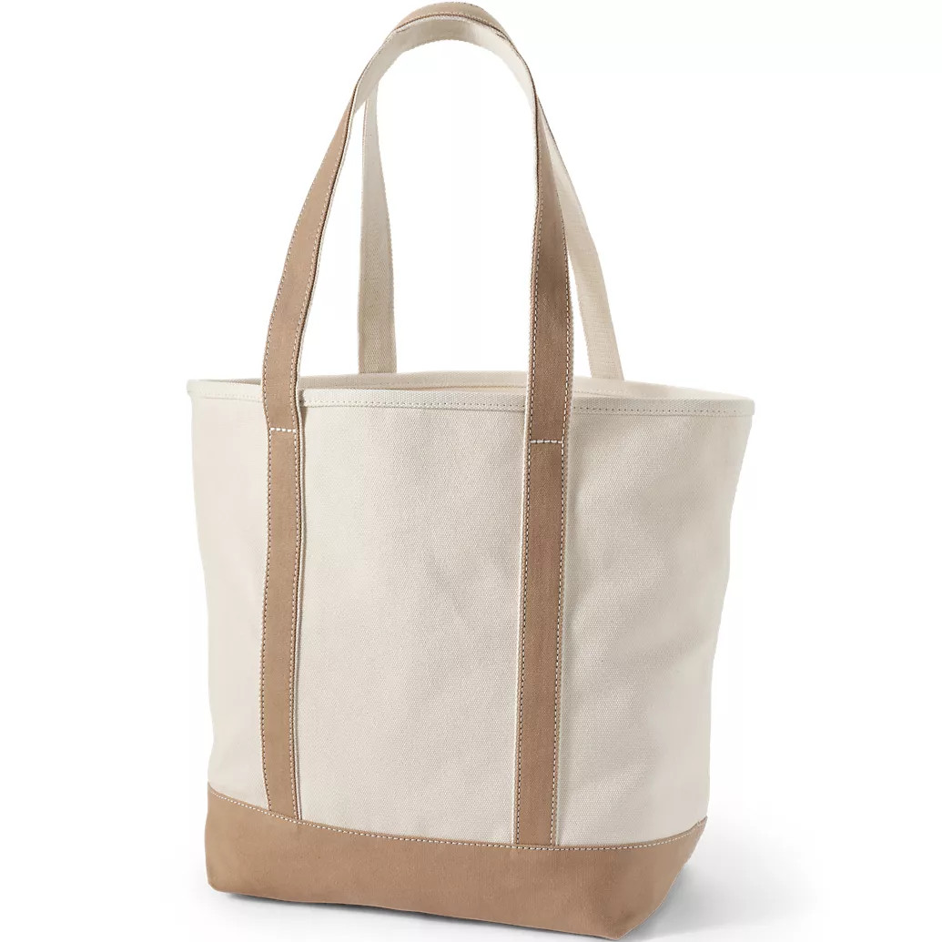 Large 5 Pocket Open Top Long Handle Canvas Tote Bag | Lands' End (US)