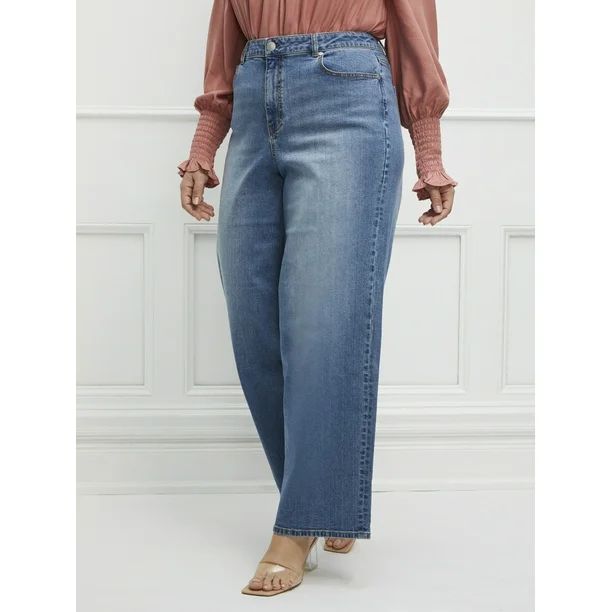 ELOQUII Elements Women's Plus Size Wide Leg Jeans | Walmart (US)