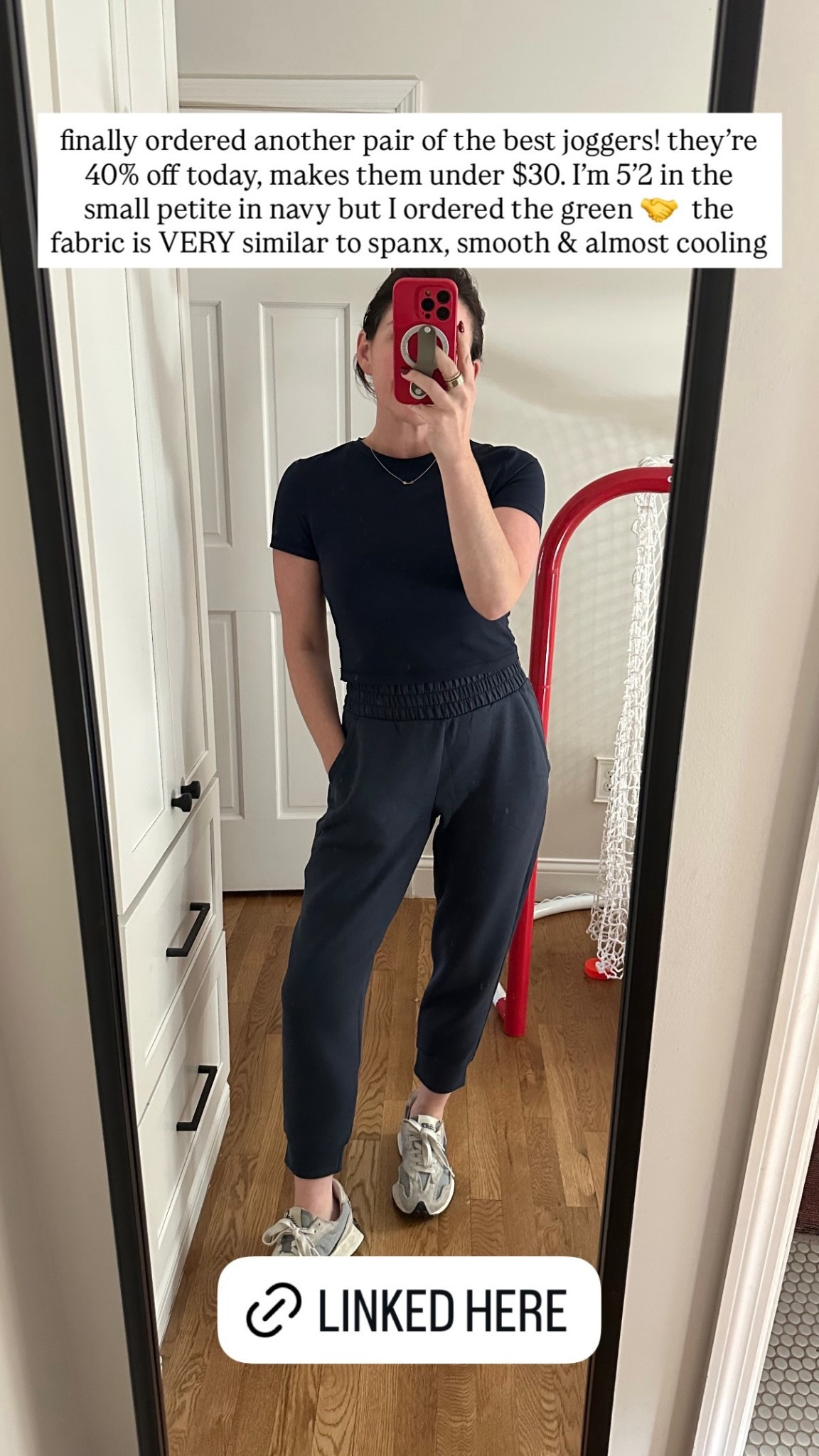 finally ordered another pair of the best joggers! they're 40% off today, makes them under $30. I'm 5'2 in the small petite in navy but I ordered the green 🤝 the
fabric is VERY similar to spanx, smooth & almost cooling

#LTKmomlife #LTKootd #LTKSaleAlert