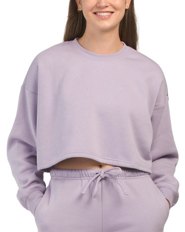 Cropped Crew Neck Sweatshirt for Women | Polyester/Cotton | Marshalls