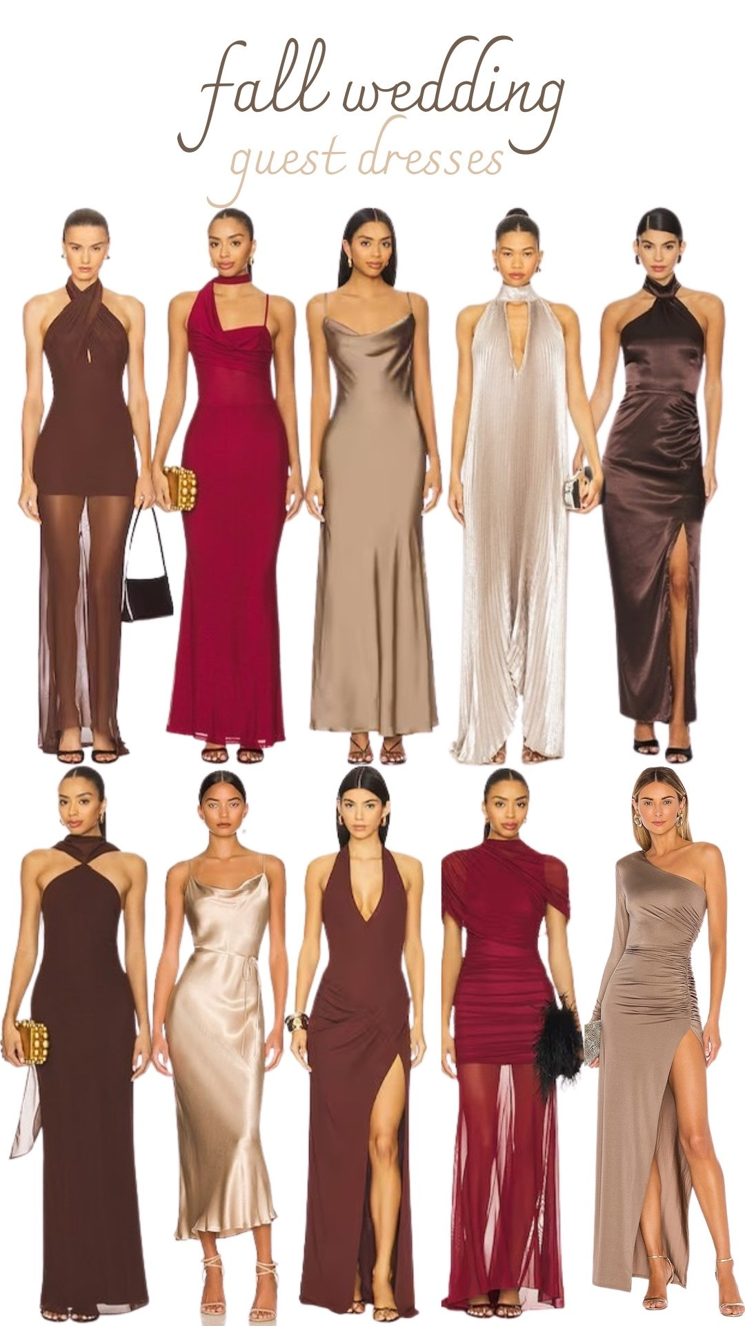 Wedding guest dresses for a fall season

#revolve #wedding #weddingguest #fall #fallwedding #chocolate #burgundy #gold #brown

#LTKFindsUnder50 #LTKWedding #LTKFindsUnder100