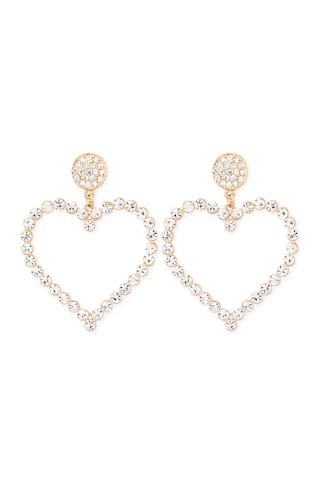 Rhinestone Heart Drop Earrings | Forever 21 (US)