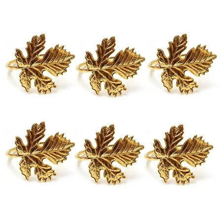 Limei Set of 6 Maple Leaf Napkin Rings, Fall Napkin Rings, Vintage Alloy Napkin Holder for Fall Thanksgiving Day Fall Theme Party Autumn Table Decoration | Walmart (US)
