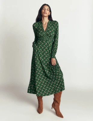 Boden Women's Georgia Jersey Midi Dress in Green | Size 4 | Boden (US)