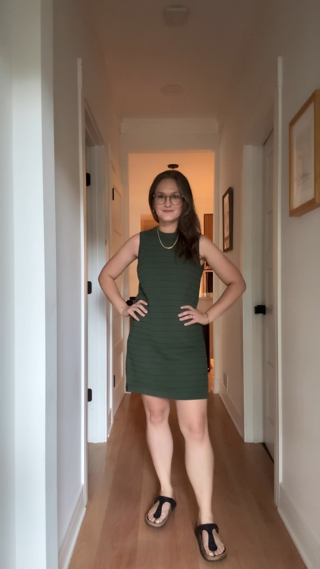 It’s the last Monday in July, and our stay-at-home city mom, effortlessly chic in a sleeveless green knit dress, is ready to take on the day. She slips into her trusty black Birkenstocks, the perfect blend of comfort and style for the bustling streets of Chicago. Her gold hoops catch the sunlight as she adjusts her graduated rope necklace, the soft waves of the chain just the right touch of elegance. And then there’s the stack of permanent bracelets on her wrist, a symbol of the casual cool she radiates. She scoops up her son, Miles, who’s always eager for daycare, and together they head to their shared cowork space. While Miles plays, she’s in full productivity mode—editing photos, recording videos, and typing away at blog posts. Between it all, a call with a photographer adds the final creative spark for her upcoming project. Life’s busy, but in this outfit? She’s totally owning it.

#LTKStyleTip #LTKWorkwear #LTKFamily