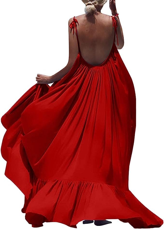 LISTHA Beach Backless Maxi Dress Women Boho Sleeveless Summer Party Long Dress | Amazon (US)