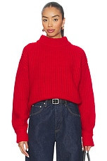 Good American Chunky Knit Mock Neck Sweater in Chili001 from Revolve.com | Revolve Clothing (Global)