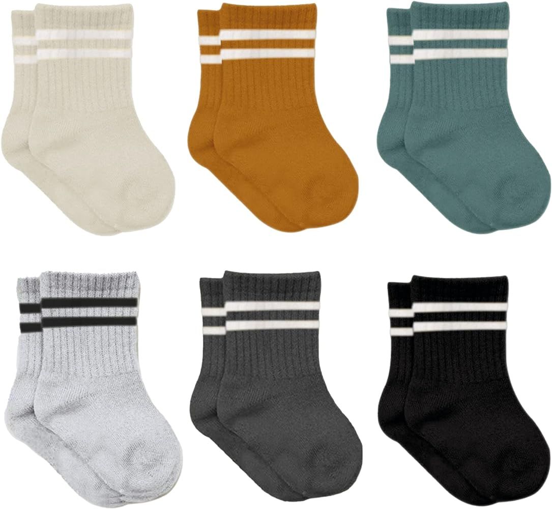 Baby Grip Ankle Socks 6 Pairs | Newborn Infant Toddlers Socks Organic Cotton | Kids Boys Girls An... | Amazon (US)