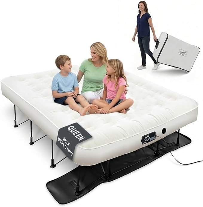 Ivation EZ®-Bed (Queen) Inflatable Air Mattress with Frame & Built-in Pump - 3 Min Self Inflate/... | Amazon (US)