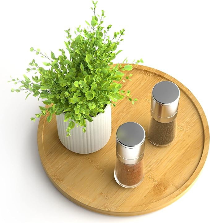Lazy Susan Organizer Homerays 9 Inch Non-Skid Bamboo Lazy Susan for Kitchen Rotating Spice Rack f... | Amazon (US)