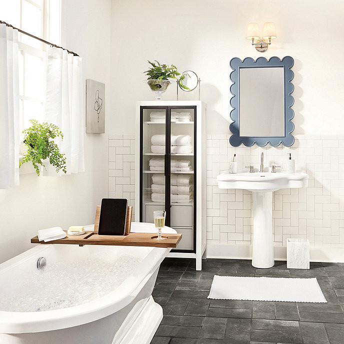 Hayli Blue Wood Scalloped Wall Mirror | Ballard Designs, Inc.