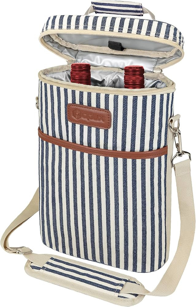 opux 2 Bottle Wine Carrier Tote, Insulated Leakproof Wine Cooler Bag, Wine Travel Bag for Picnic ... | Amazon (US)