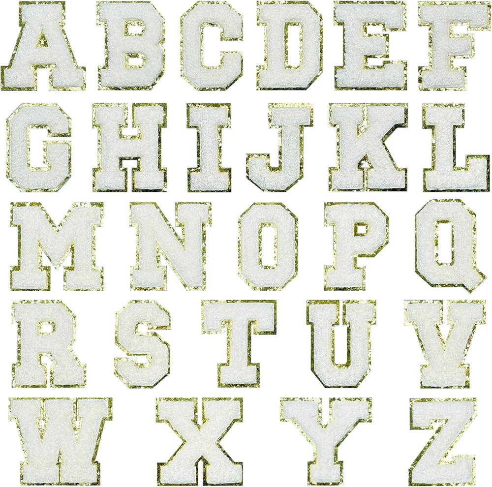 Jongdari Chenille Letter Patches Self Adhesive Letters,Iron on Letters for Clothing, 26pcs Varsit... | Amazon (US)