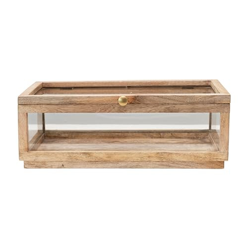Creative Co-Op Mango Wood & Glass Display Lid Storage Box, Natural | Amazon (US)