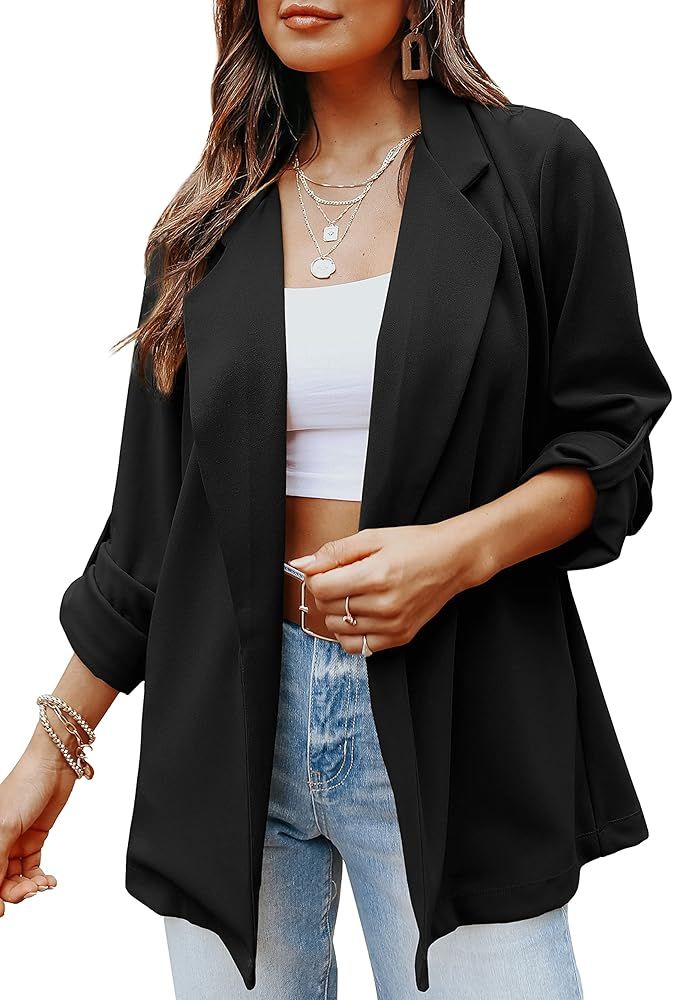 Imily Bela Womens Casual Blazers Long Sleeve Lapel Open Front Work Office Blazer Jacket with Pock... | Amazon (US)