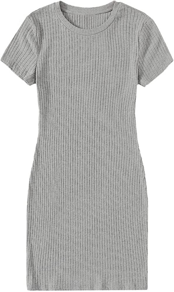SheIn Women's Short Sleeve Pencil Dress Casual Basic Bodycon T Shirt Mini Dresses | Amazon (US)
