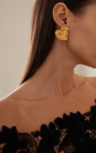 Large Crushed Heart Gold-Tone Earrings | Moda Operandi (Global)