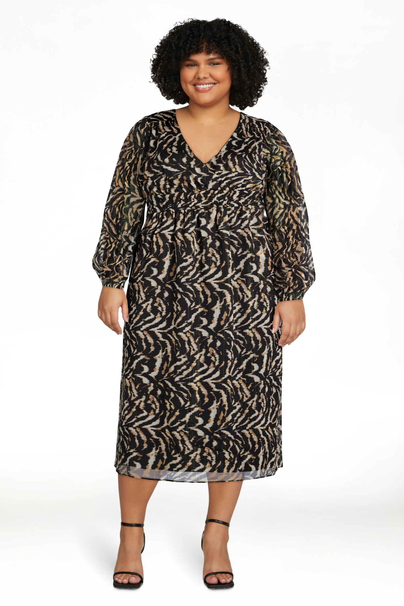 Sofia Jeans Women's Empire Dress with Long Sleeves, Mid Calf Length, Sizes XS-XXXL - Walmart.com | Walmart (US)