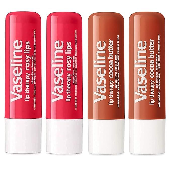 Vaseline Lip Therapy Stick, Rosy Lips and Cocoa Butter Variety Pack | Petroleum Jelly Vaseline Li... | Amazon (US)
