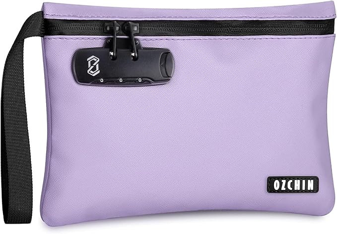 OZCHIN Smell Proof Bag with Combination Lock 10 X 7 inchs Locking Bag PU Leather Waterproof Locka... | Amazon (US)