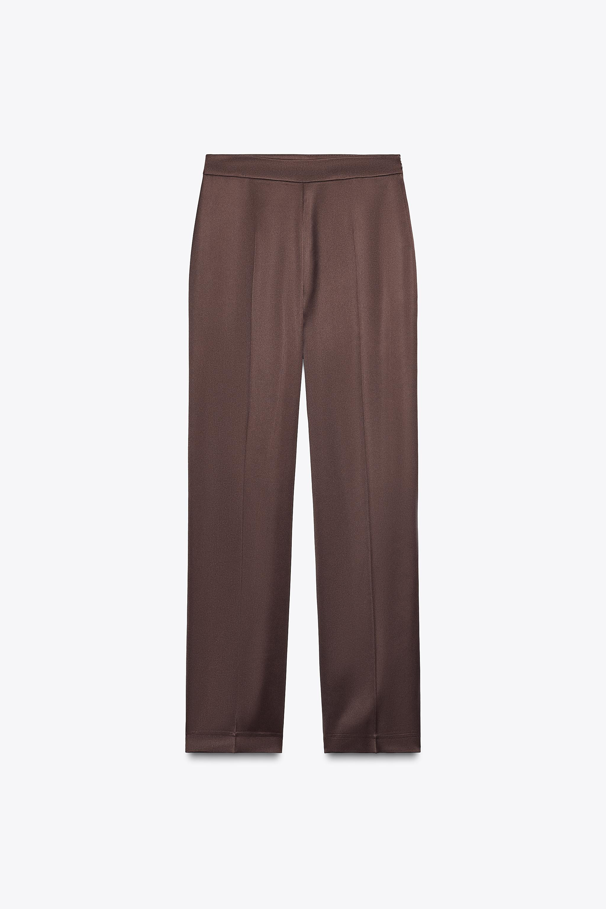 SATIN STRAIGHT LEG PANTS | Zara US