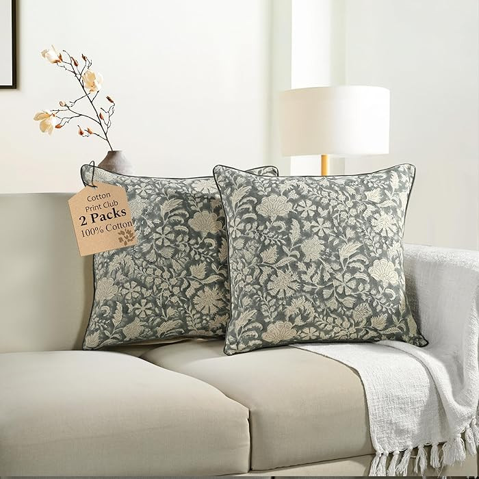CPC Throw Piping Pillow Covers for Couch, 20x20 Inch Pillows for Living Room, 100% Cotton Boho Cu... | Amazon (CA)