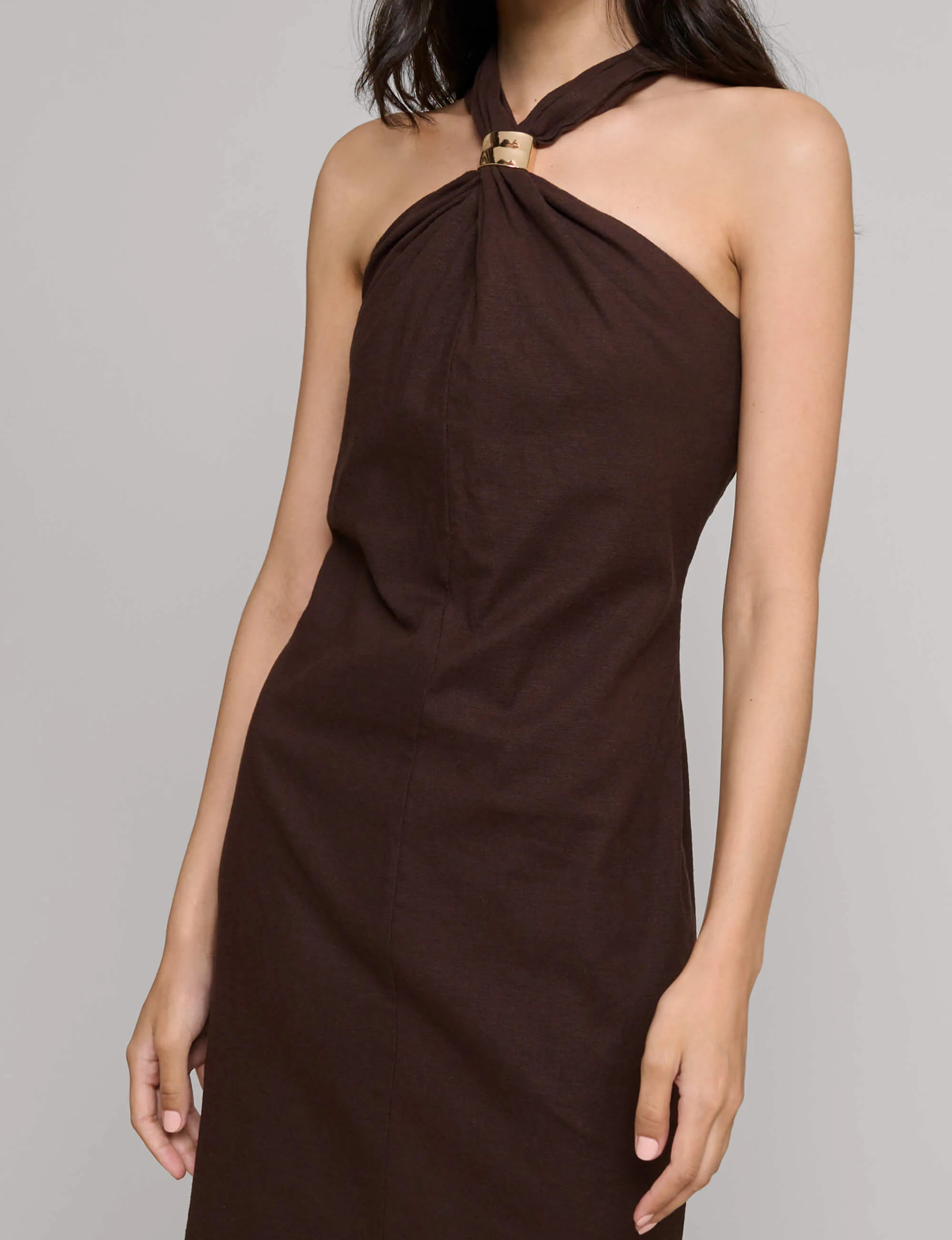 Attica Linen Gold Cuff Dress-PREORDER | Pixie Market