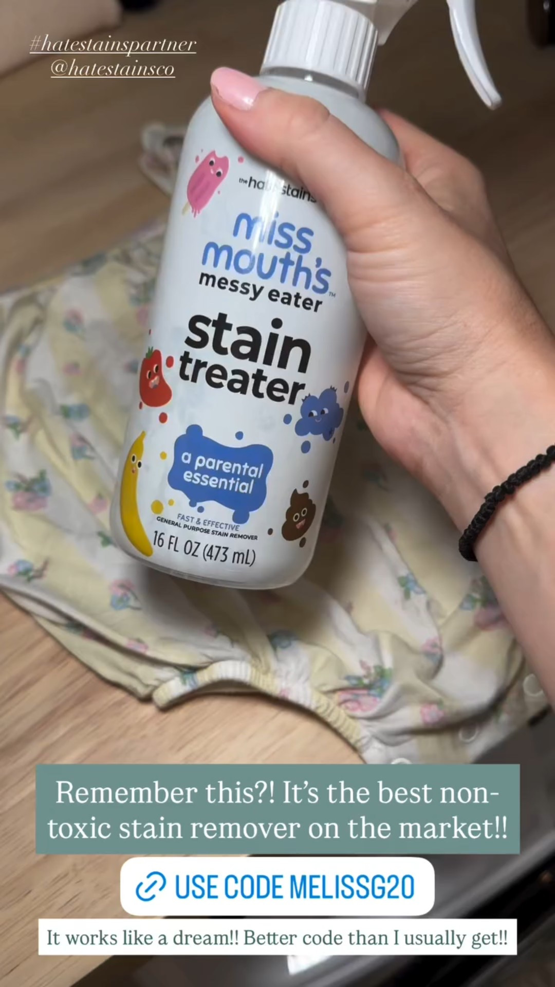 Remember this?! It’s the best non-toxic stain remover on the market!! It works like a dream!! Better code than I usually get!! #hatestainspartner
@hatestainsco