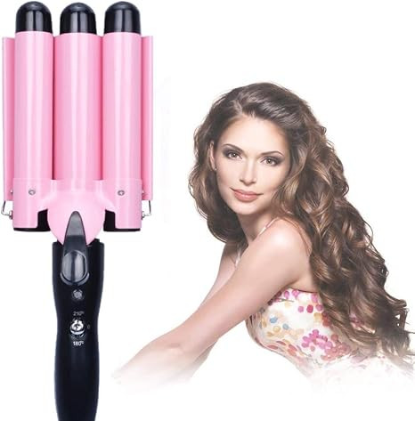 [2020UPGRADED Version] Hair Curling Iron 1 inch 3 Barrel Hair Crimper Ceramic Two Gear Temperatur... | Amazon (US)