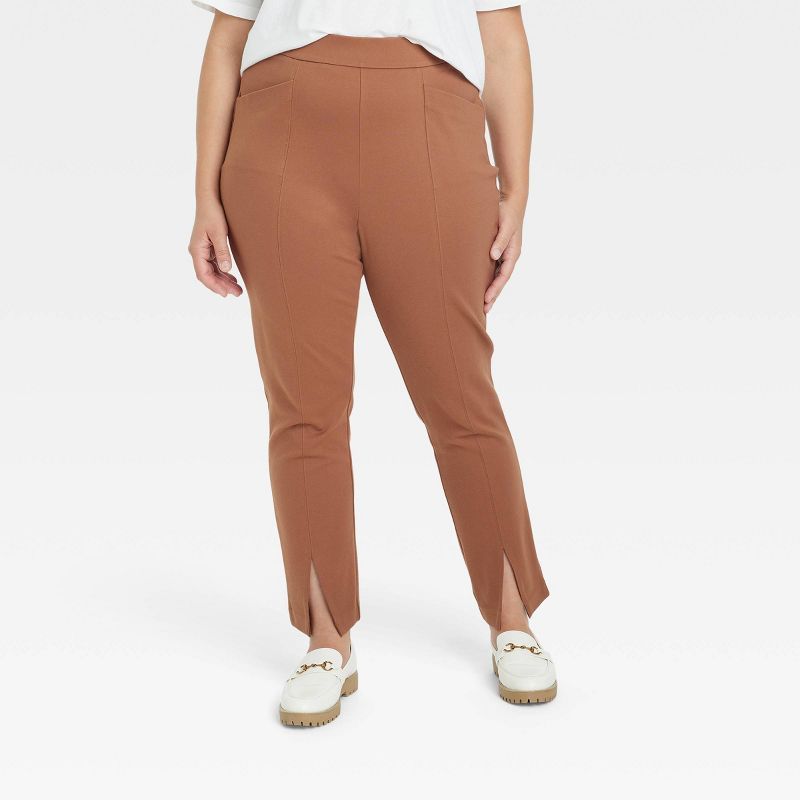 Women's Plus Size High-Waisted Split Front Ponte Pant - Ava & Viv™ | Target