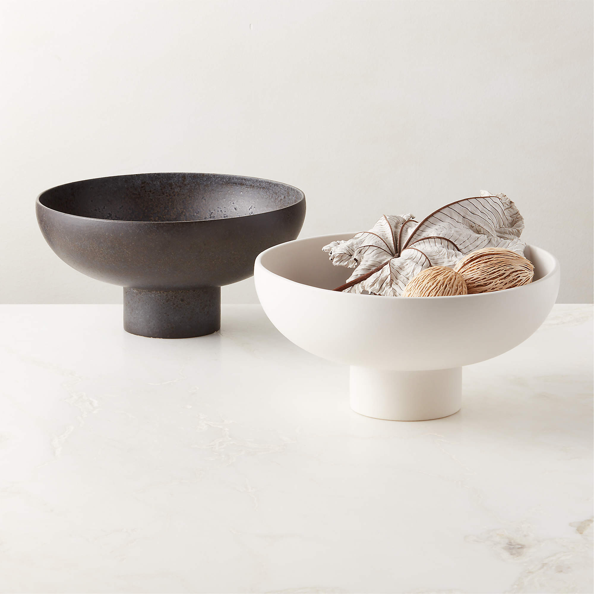 Black Ceramic Pedestal Bowl + Reviews | CB2 | CB2