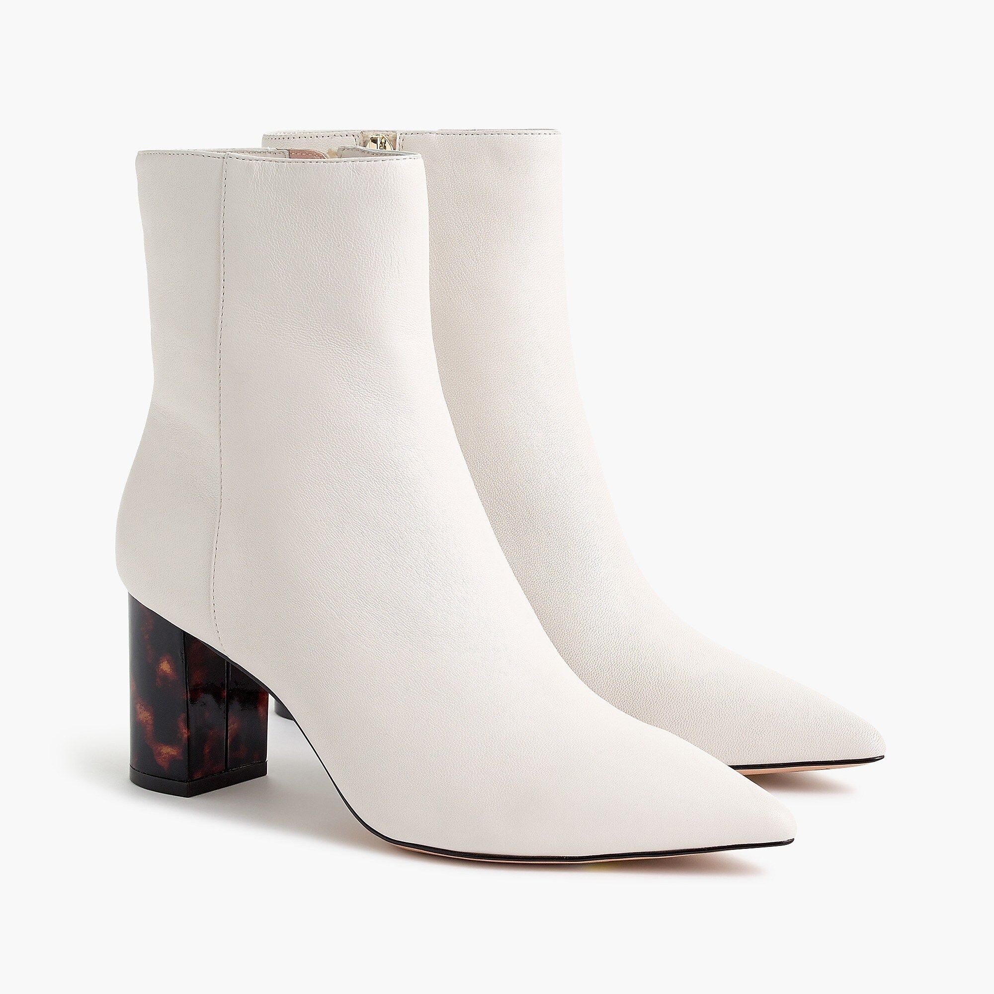 Pointed-toe Sadie boots in leather with tortoise heel | J.Crew US
