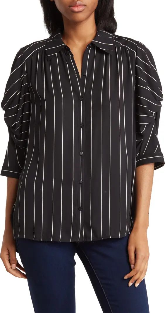 Stripe Twist Sleeve Button Front Shirt | Nordstrom Rack