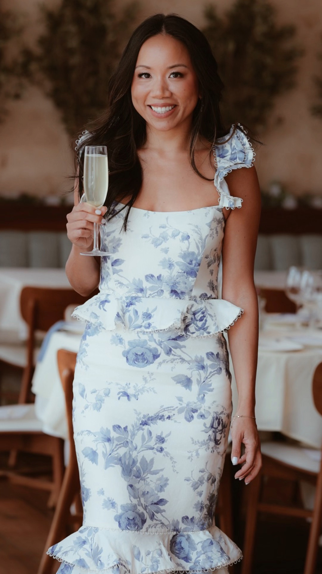 This blue floral ruffle dress was the perfect complement to my Mediterranean inspired bridal shower. 

I am wearing a size 2. 

#LTKstyletip #LTKwedding